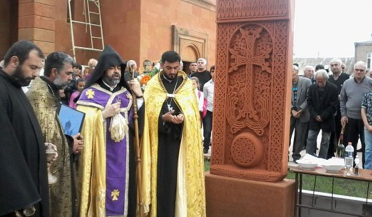 A cross stone symbolizing the rebirth of the Armenian people was placed in Aratashen village