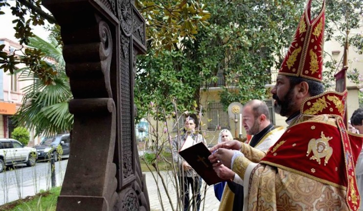 2 cross-stones consecrated in Batumi Saint Savior Church on the occasion of Genocide centennial