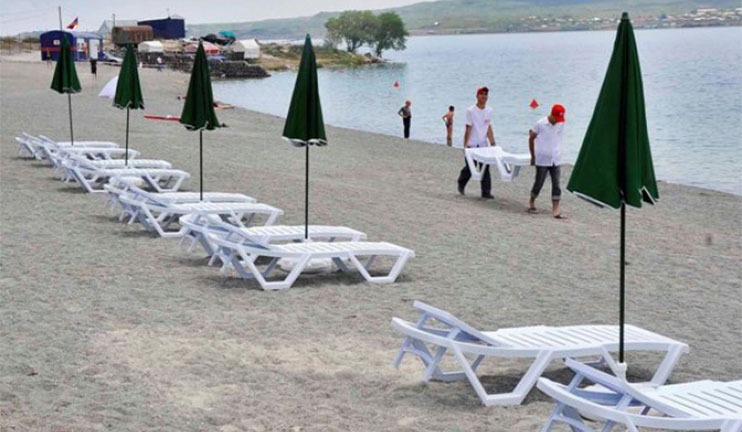The holiday season opened along with the public beaches of Sevan Lake