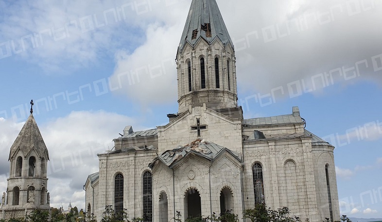 St. Ghazanchetsots Church in Shushi was damaged by the shelling