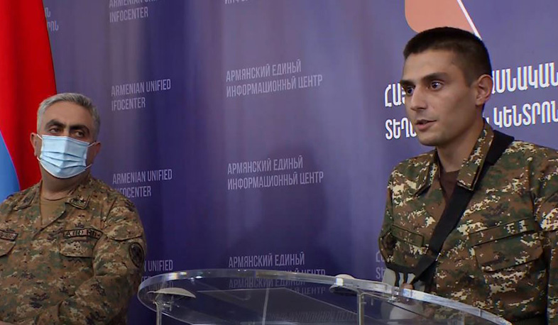 The press conference of Artsrun Hovhannisyan, representative of the RA Ministry of Defense and soldier Harutyun Dokhoyan