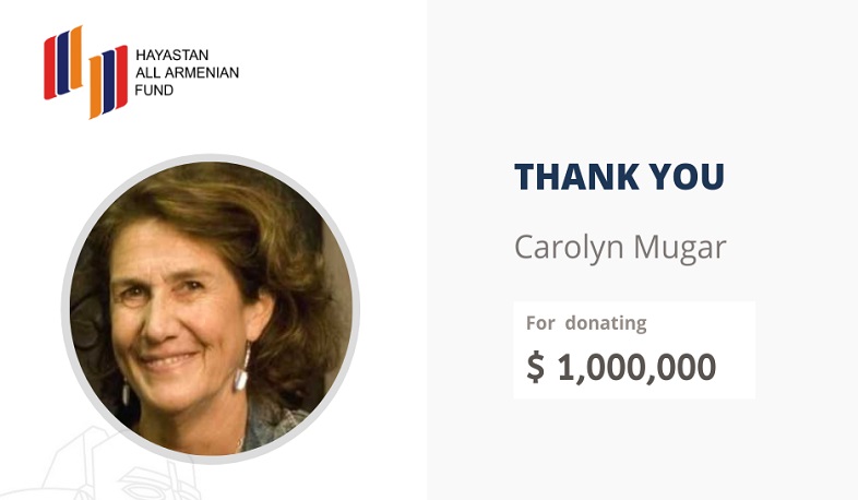 Carolyn Mugar donates $1,000,000 to the Hayastan All Armenian Fund