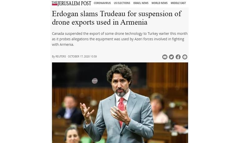 Решение Канады приостановить экспорт систем летательных аппаратов рассердило Эрдогана