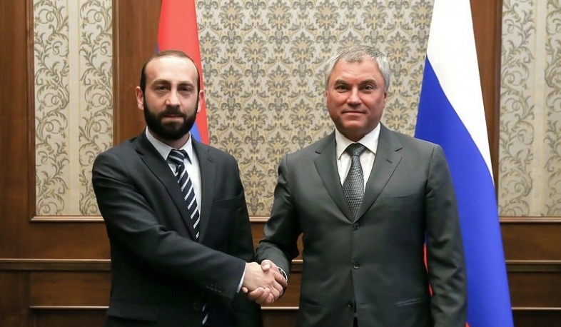 Арарат Мирзоян провел телефонный разговор с председателем Госдумы РФ Вячеславом Володиным