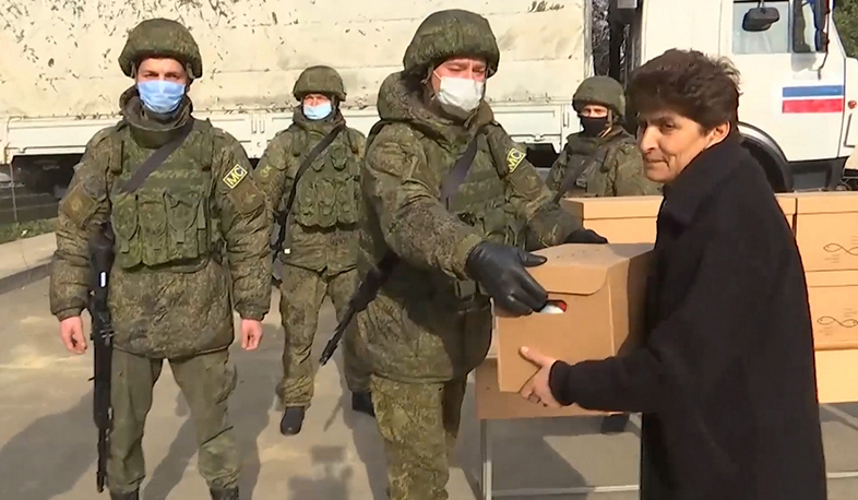 Russian peacekeepers provided humanitarian aid to Martakert residents