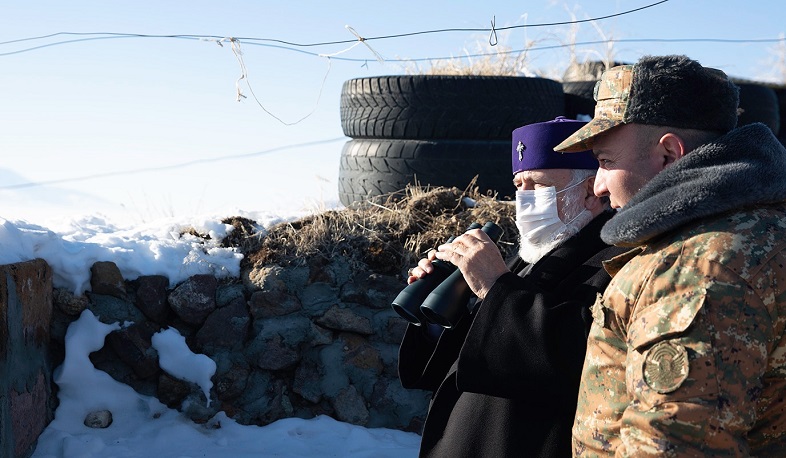 Catholicos visits military positions, meets wounded soldiers, meets with Artsakh people