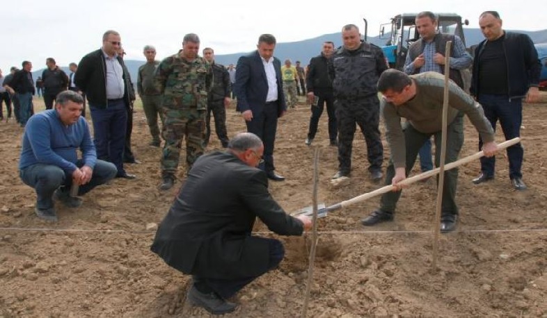 В общине Нахиджеваник Арцаха основан новый сад: президент Арцаха принял участие в посадке деревьев