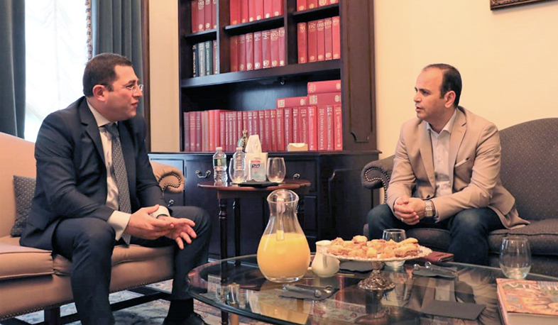 Zareh Sinanyan visits RA Permanent Mission to UN in New York and meets with Ambassador