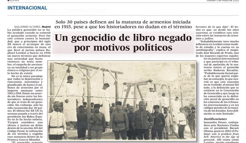 Չկա որևէ կասկած, որ այն, ինչ եղել է հայերի հետ, ցեղասպանություն է. թուրք պատմաբանի դիրքորոշումը՝ իսպանացի լրագրողի հոդվածում