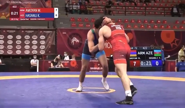 Армянский борец Малхас Амоян победил азербайджанского спортсмена со счётом 7: 0