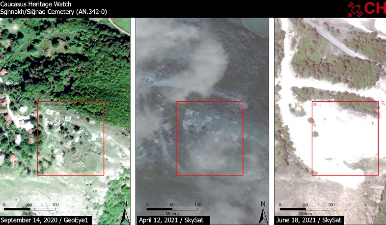 Azərbaycanlılar Sğnaxdakı erməni qəbiristanlığını məhv etdilər