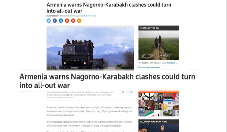 Հայաստանը զգուշացնում է, որ ԼՂ բախումները կարող են վերածվել լայնածավալ պատերազմի,- գրում է Ռոյթերսը