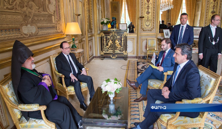 President of France meets with the Primate of Armenian Diocese in France
