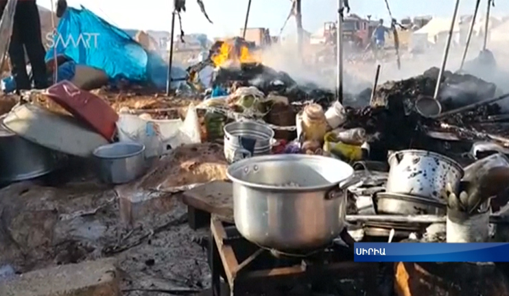 A camp bombed in Syria - dead and wounded among them