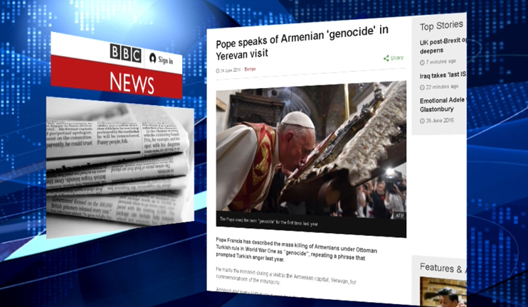 International media coverage on Pope Francis's visit to Armenia