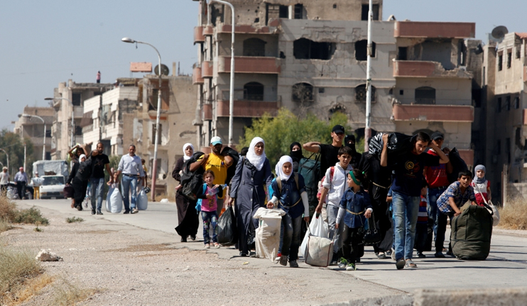Residents evacuated from Damascus suburbs