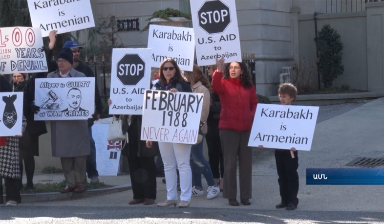 Armenian community of Washington held a protest in front of Azerbaijani Embassy