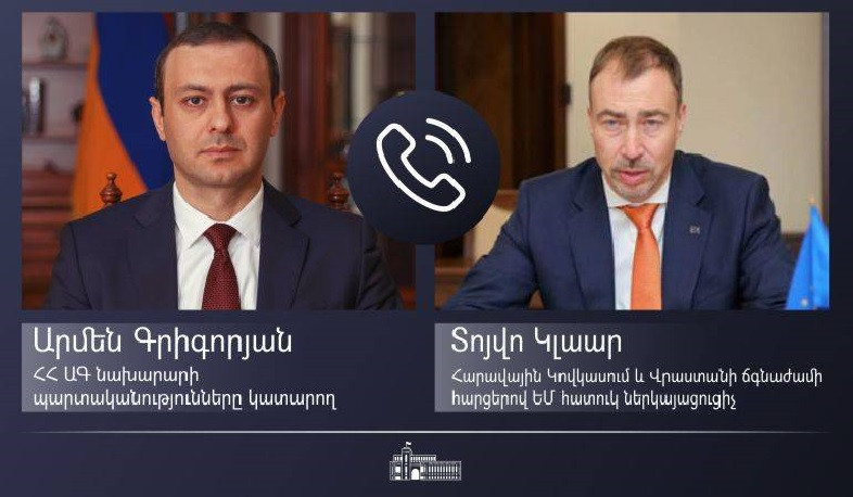 Արմեն Գրիգորյանը հեռախոսազրույց է ունեցել Հարավային Կովկասում ԵՄ հատուկ ներկայացուցիչ Տոյվո Կլաարի հետ
