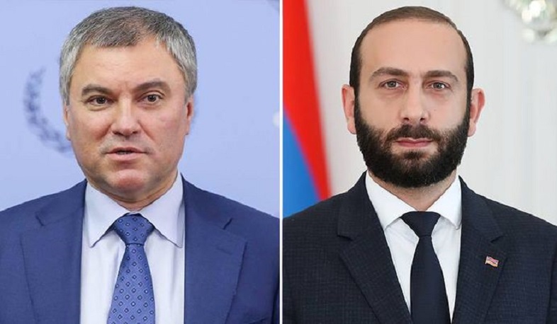 President of State Duma of RF congratulated Ararat Mirzoyan on being appointed as Minister of Foreign Affairs
