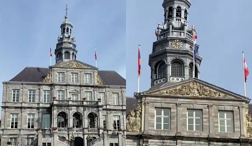 Armenian flag raised on City Hall of Maastricht, Netherlands