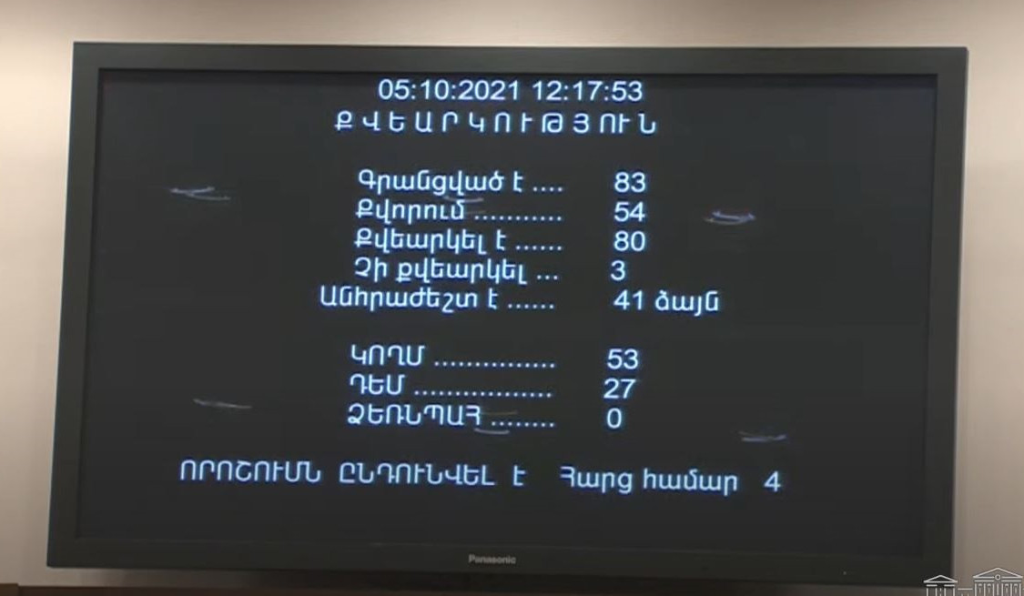ԱԺ-ն առաջին ընթերցմամբ ընդունեց պետական պաշտոններ զբաղեցնող անձանց վարձատրության մասին օրենքում փոփոխությունների նախագիծը