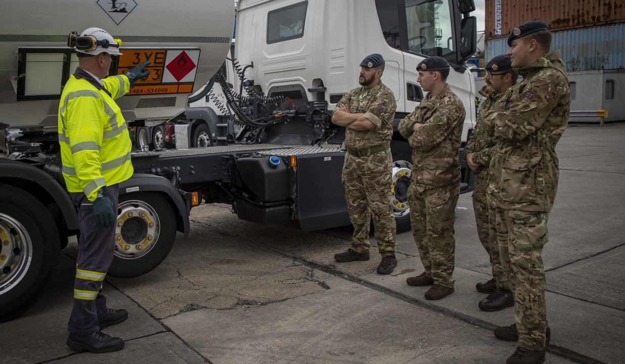 British military deliver fuel in gas station crisis