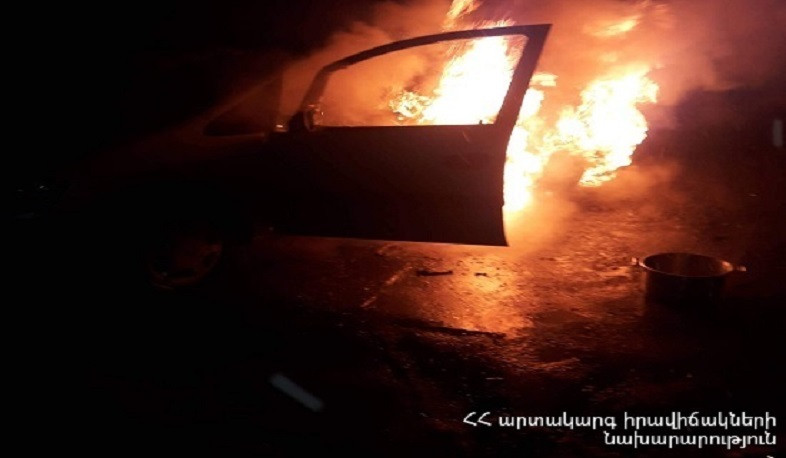 Մարմարաշեն գյուղում ՃՏՊ-ի հետևանքով Mercedes-ը բռնկվել է. կան տուժածներ