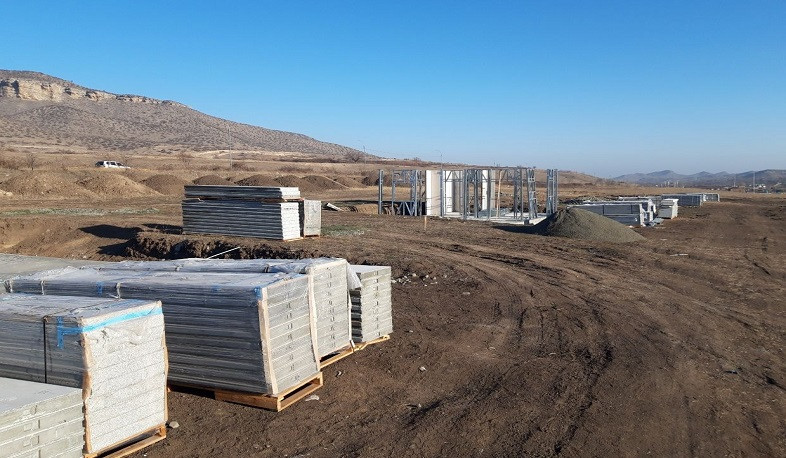 Construction of fast-prefabricated houses with light constructions continues in Ivanyan community of Artsakh