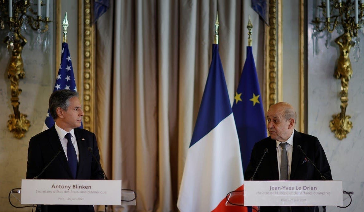 Blinken and Le Drian discuss efforts of OSCE Minsk group Co-Chairs in settling NK conflict