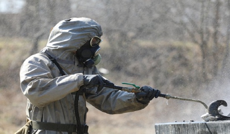 Военнослужащие РХБ защиты ЮВО в Армении проводят профилактические мероприятия по предупреждению распространения COVID-19