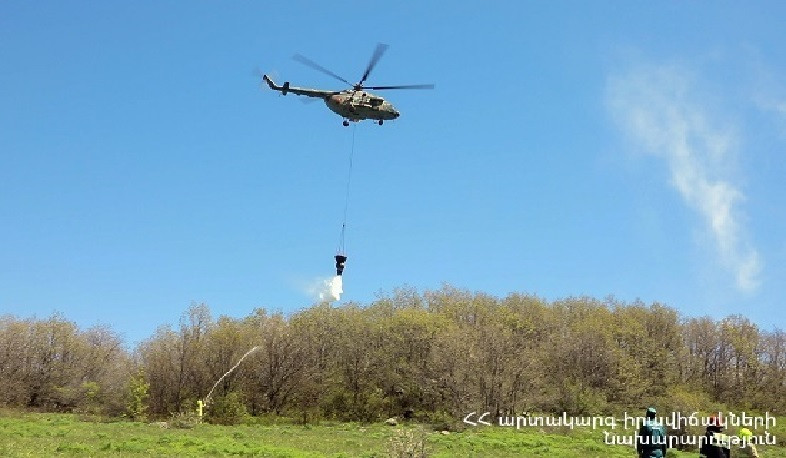 Հրդեհաշիջման աշխատանքներին մասնակցել է նաև ՊՆ ուղղաթիռ. ուսումնավարժություն Բյուրականում