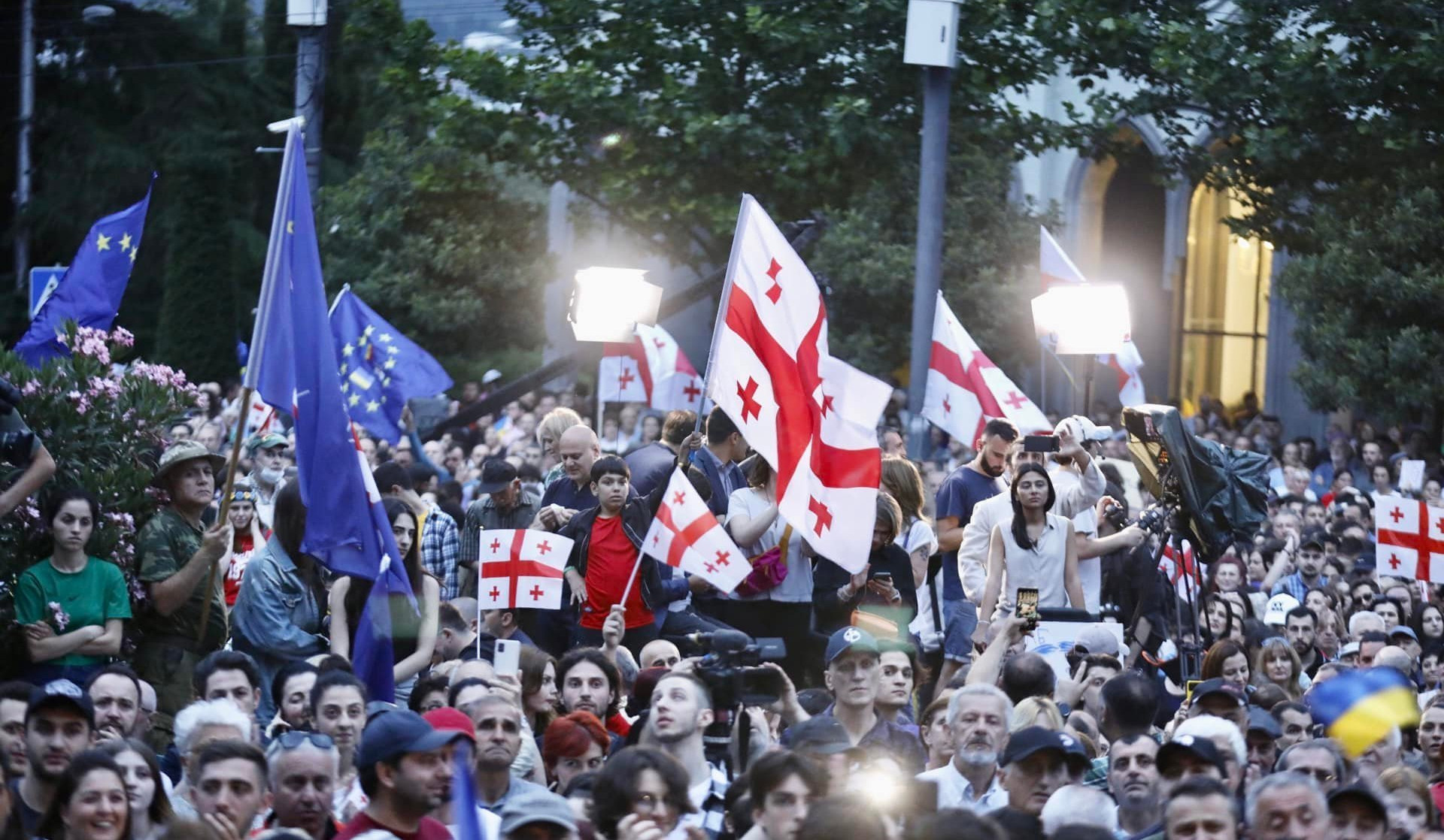 Protesters urged Georgian authorities to comply with EU demands