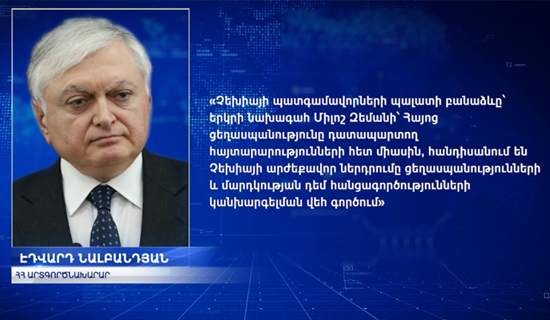 Foreign Minister Nalbandyan's statement on the adoption of Armenian resolution by Czech Palriament