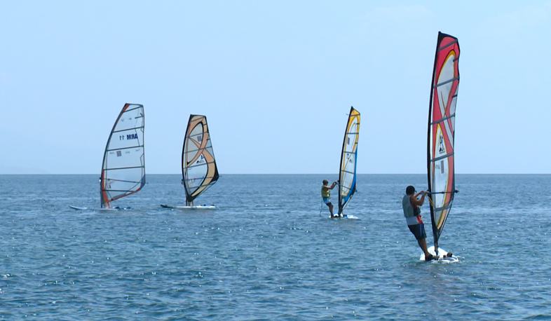 Windsurfing competition in Sevan