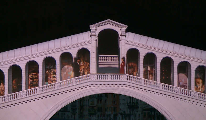Rialto Bridge and dark-browed girl in Isahakyan museum
