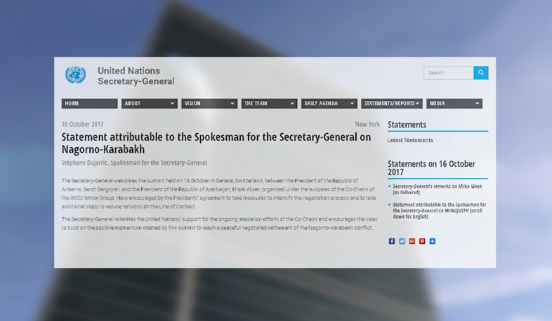 UN Secretary-General welcomes Sargsyan-Aliyev talks