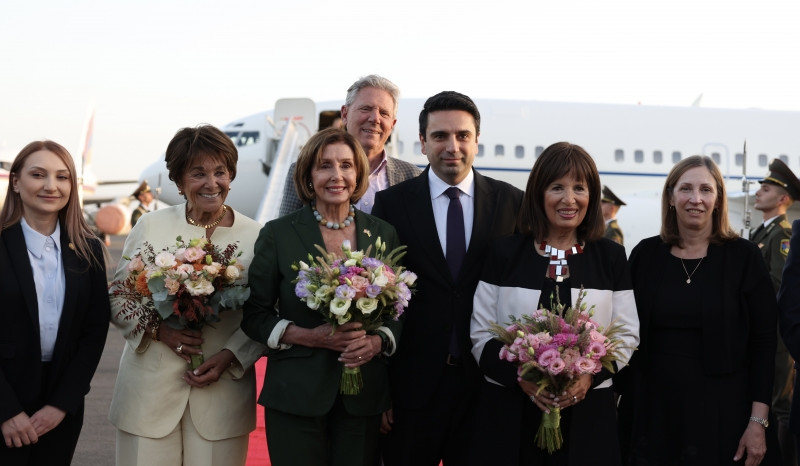 Speaker of U.S. House of Representatives Nancy Pelosi arrives in Yerevan