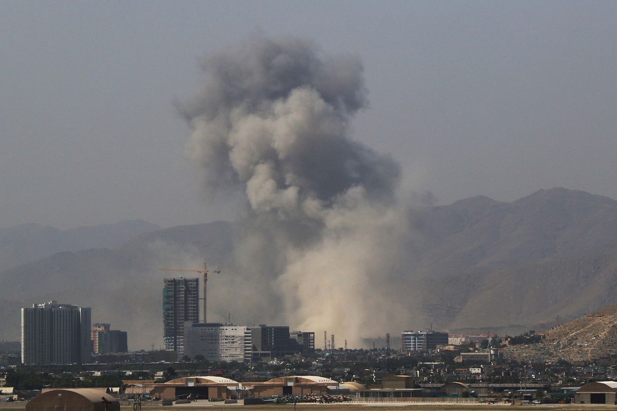 Footage shows smoke plumes rising after reports of explosion in Afghan capital