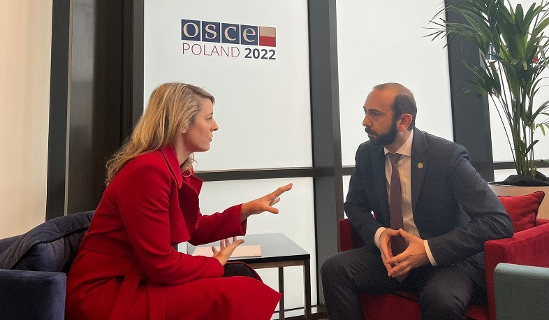 Great to see Ararat Mirzoyan at the OSCE: Canadian Foreign Minister Mélanie Joly
