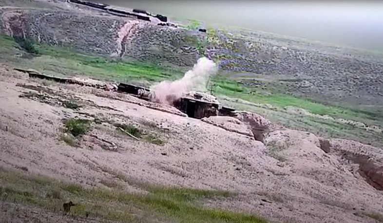 Footage of Azerbaijani forces shelling combat positions in Artsakh