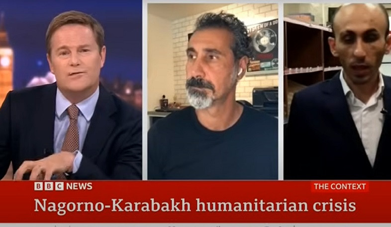 Serj Tankian and Artak Beglaryan talk about Nagorno-Karabakh humanitarian crisis in interview with BBC