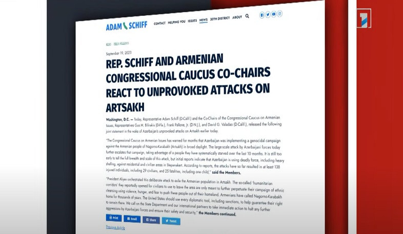 Azerbaijan uses lethal force against residential areas of Stepanakert: US congressmen made statement
