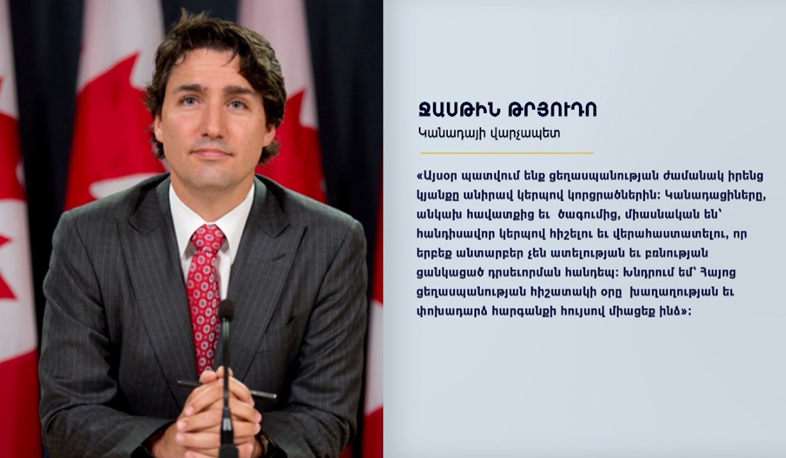 Canada PM releases statement on Armenian Genocide anniversary