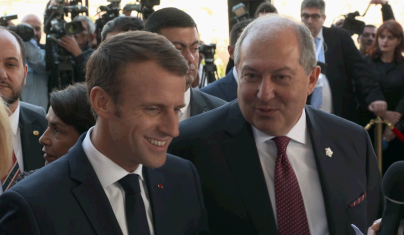Presidents Macron and Sarkissian visit Aznavour Center