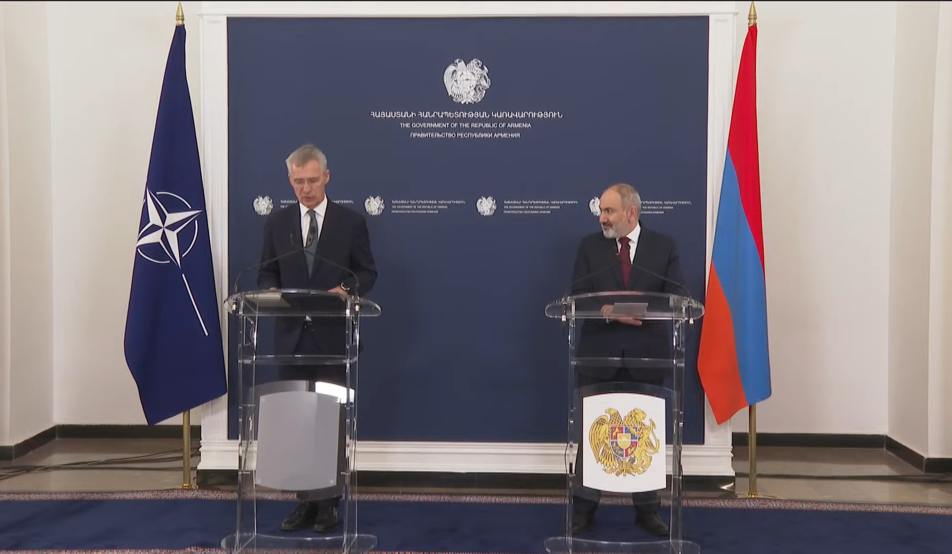 Ողջունում եմ այն փաստը, որ աշխատում եք ձեր ԶՈՒ նկատմամբ ժողովրդավարական վերահսկողությունն ամրապնդելու ուղղությամբ. Ստոլտենբերգը՝ Փաշինյանին