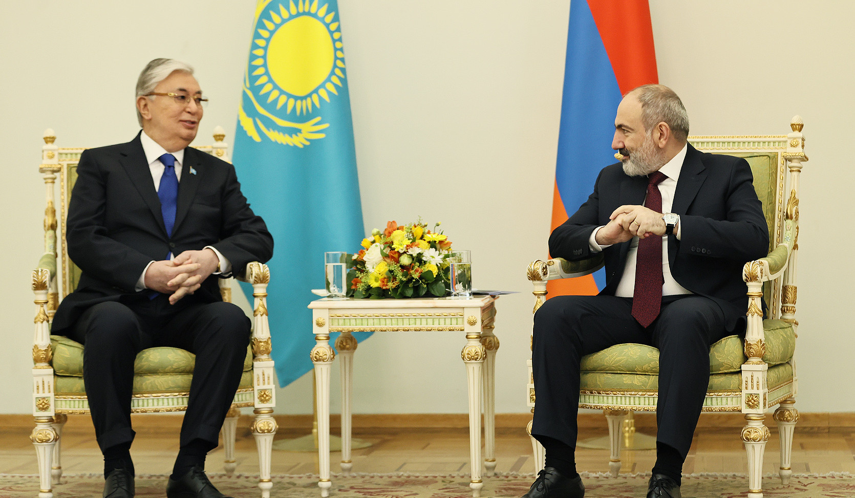 Nikol Pashinyan and Kassym-Jomart Tokayev discuss issues related to the development of Armenia-Kazakhstan cooperation