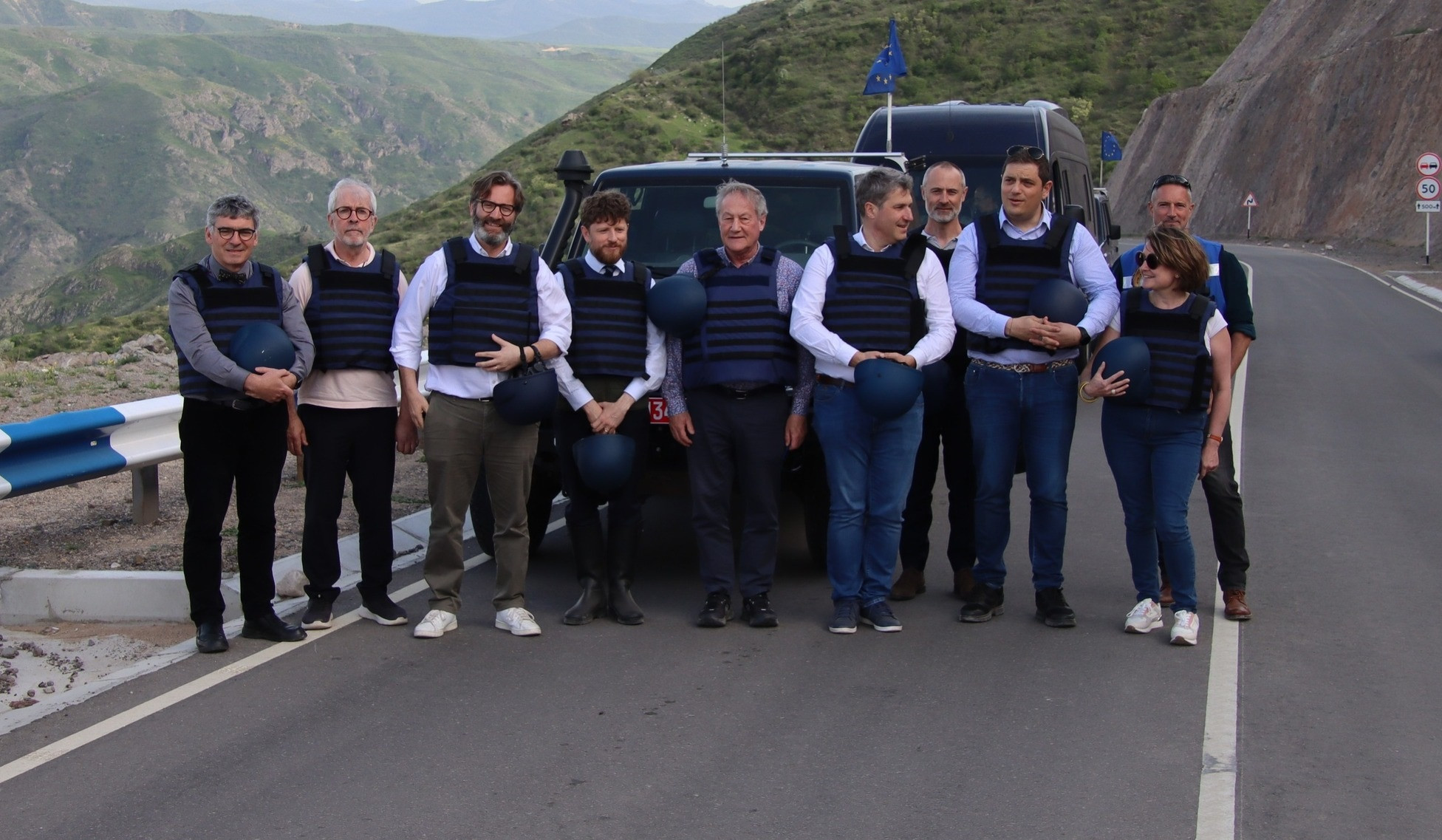 Olivier Decottignies and delegation of French Senate joined patrol tour of EU mission in region of Goris
