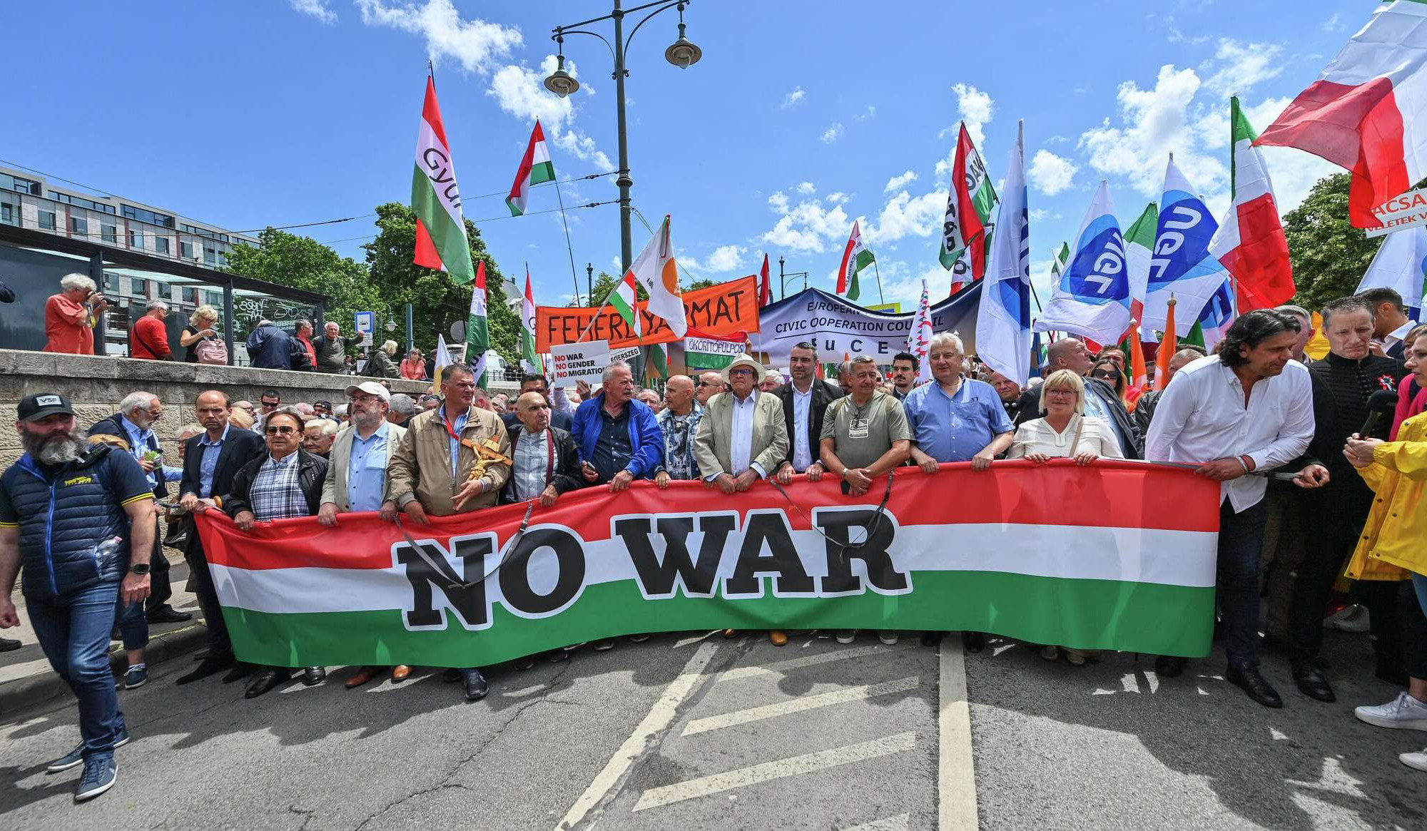 Hungary’s Orbán stages ‘peace march’ in show of strength ahead of EU elections