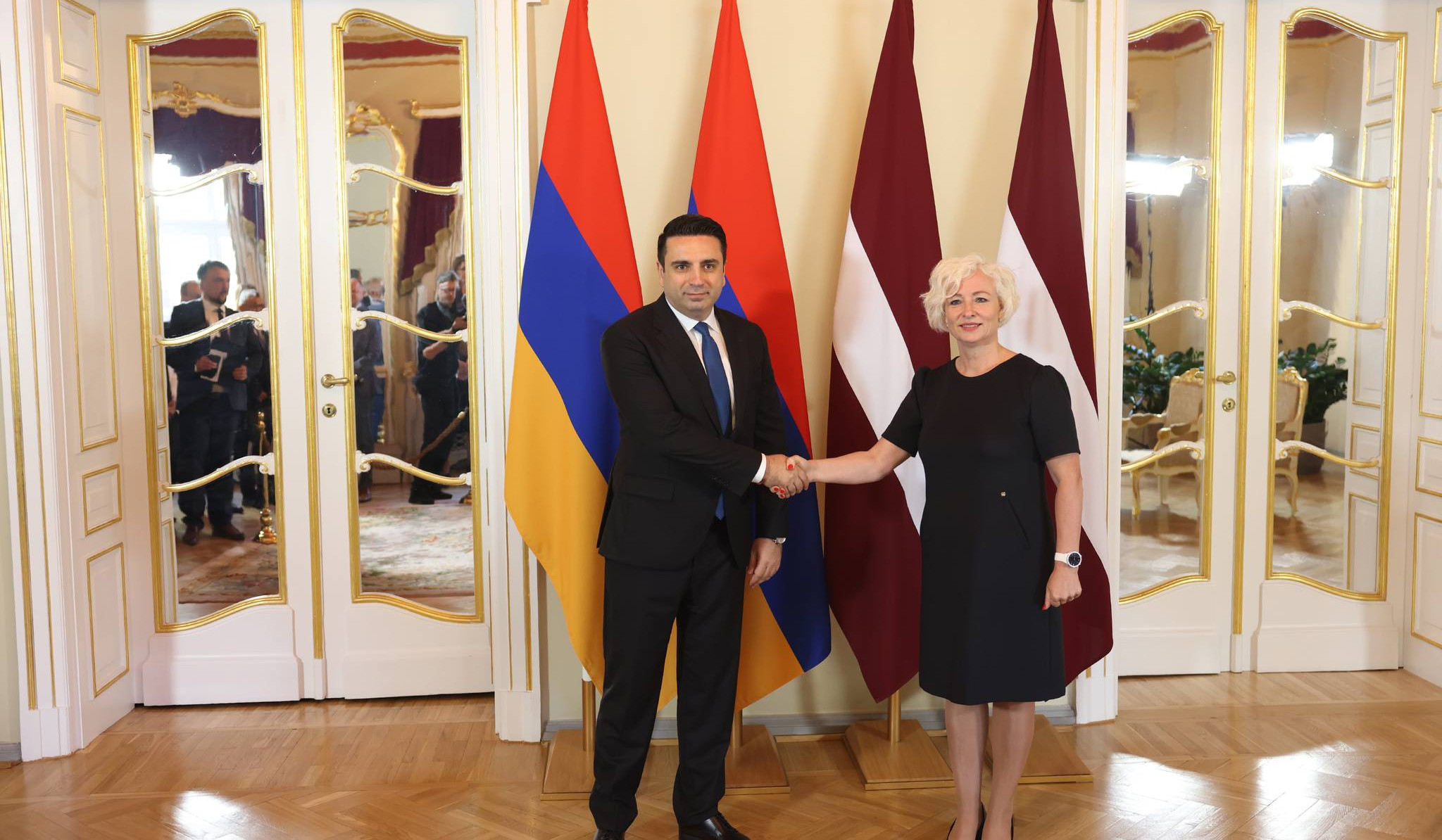 Delegation led by RA NA President Alen Simonyan meets with Speaker of the Saeima of Latvia Daiga Mieriņa