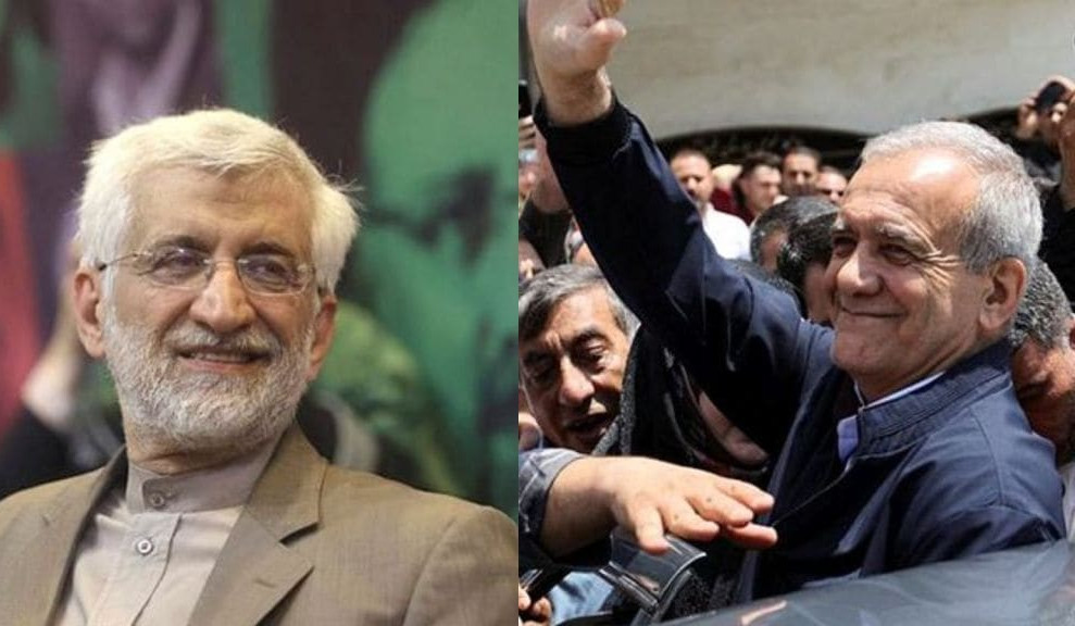 File footages of moderate Iranian presidential contender Pezeshkian and Khamenei protege Jalili as Iran goes to run-off